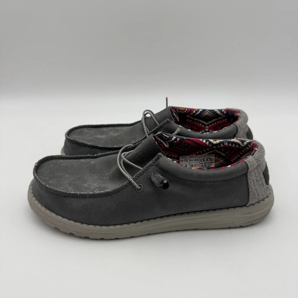 Hey Dude Wally Recycled Leather Quarry Mens 10 Grey Slip On Loafers 150202995